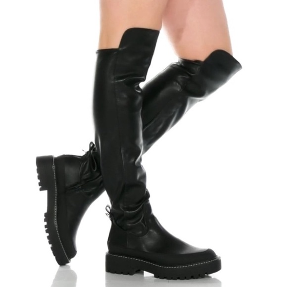 NEW Sam Edelman Lerue Lug Sole Faux Leather High Shaft Boot Size 8 - Picture 1 of 14